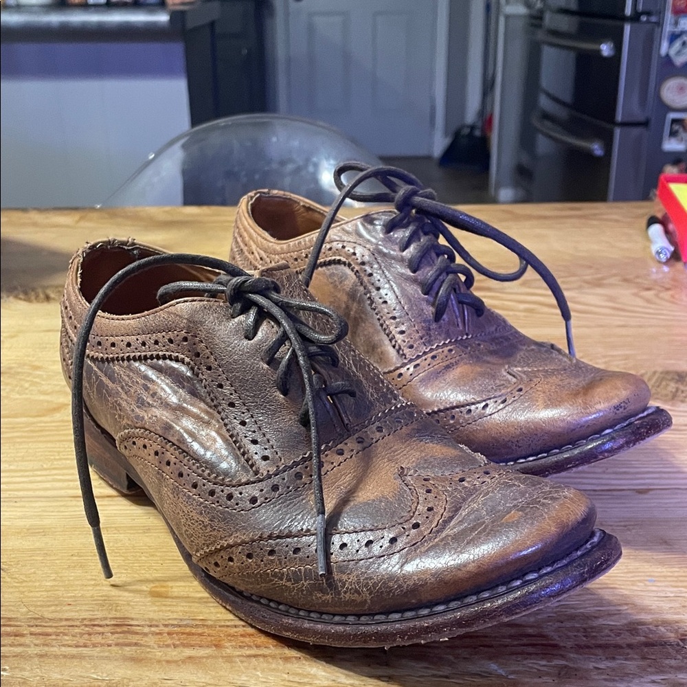 Bed Stu Distressed Brown Leather Oxfords